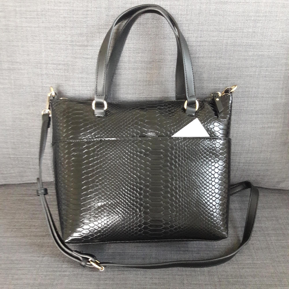 NWT ANNE KLEIN SNAKE SATCHEL HANDBAG & CARDHOLDER - Picture 6 of 8